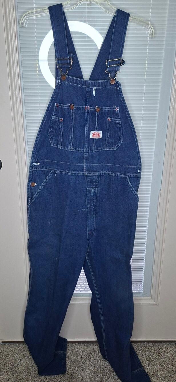Vintage Round House Mens Denim Overalls Bibs 38x29